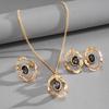 European and American Retro Diamond-set Oval Pleated Stud Earrings, Necklace, Ring, Personalized Fashion Collarbone Chain, Niche High-end Necklace.