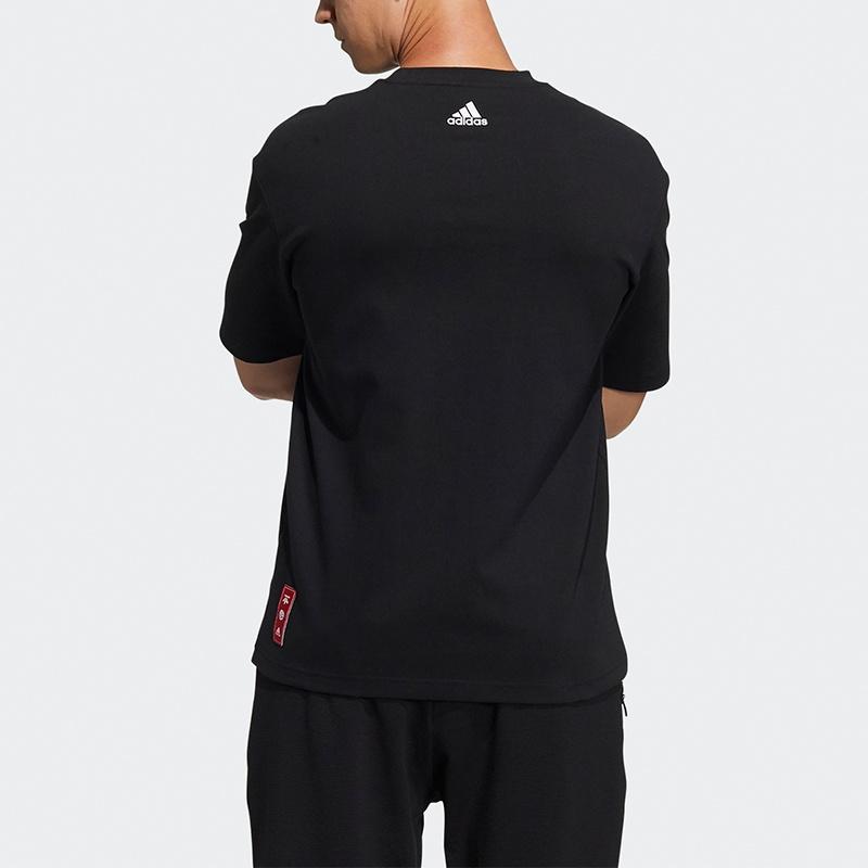 adidas CNY GFX T Subject Pattern Training Sports Short Sleeve Black Men's GQ0888