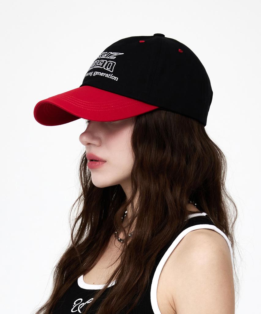 ULUK Xyz Embroidered Cotton Color Block Ball Cap_Black