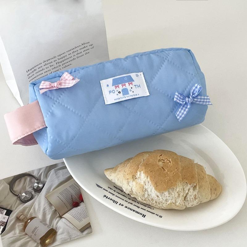 

1PCS Kawaii Girls Bow Large Cosmetic Bags Pouch Women s Makeup Bag Korean INS Cute Macaron Color Soft Bubble Pencil Case