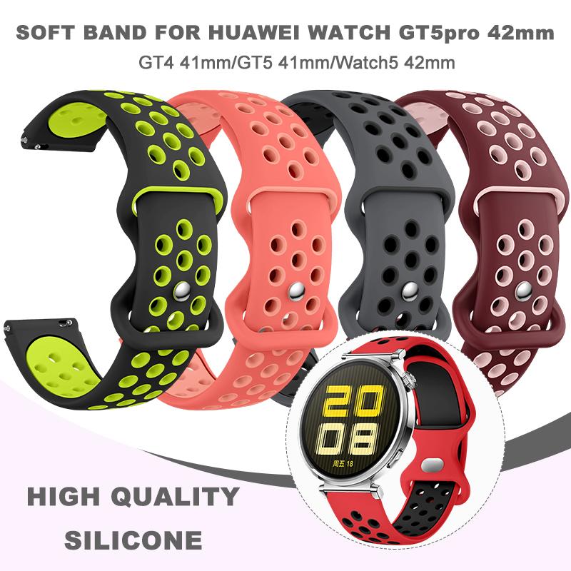 Two Tone Strap for Huawei Watch GT5pro 42mm Breathable Round Hole Strap Suitable for Huawei Watch GT5 GT4 41mm Smartwatch Correa
