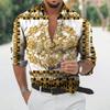 Camicia da uomo a maniche lunghe stile hawaiano barocco stampa 3D moda casual
