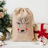 4Pcs Christmas Sack Linen Santa Sack Christmas Gift Secret Santa Drawstring Bags Christmas Tree Ornament  New Year Party Decor