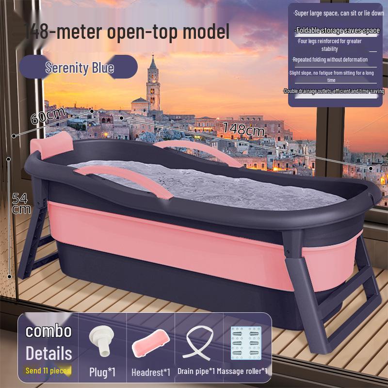 Large Adult Folding Bathtub: Full-Body Steaming, Thickened, Sit and Lie for Home Use