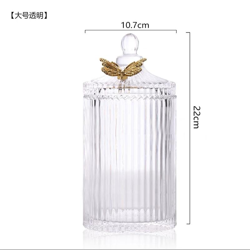 Golden Butterfly Dragonfly Crystal Glass Storage Jar Jewelry Box Sugar Bowl Household Aromatherapy Candle Bottle Glass Container