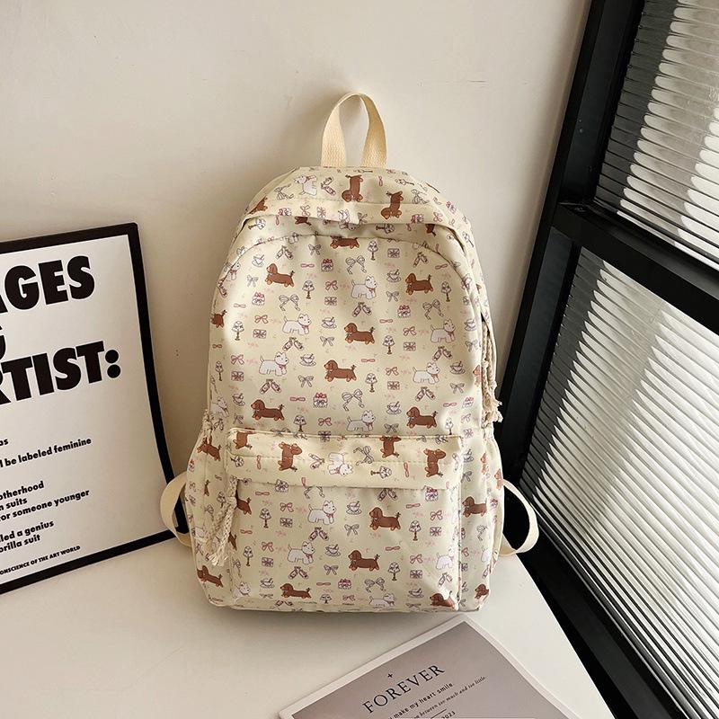 Blumen-Welpen-Rucksack - Niedlicher Schulrucksack mit großer Kapazität für Junior- und Highschool-Schüler