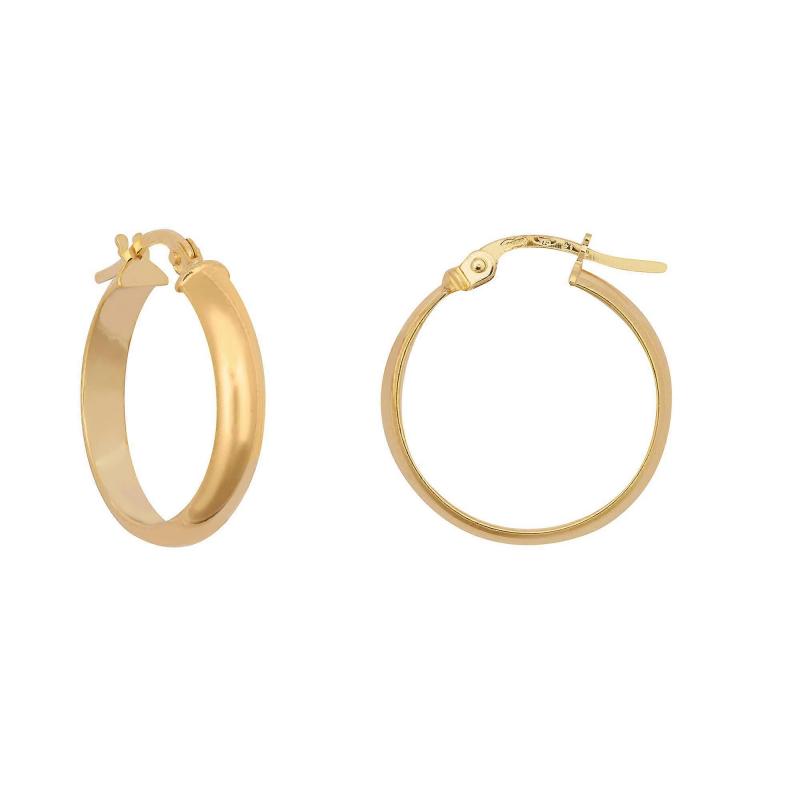 Ladies D-Shape Wedding Band Style 3mm Hoop Earrings 18mm