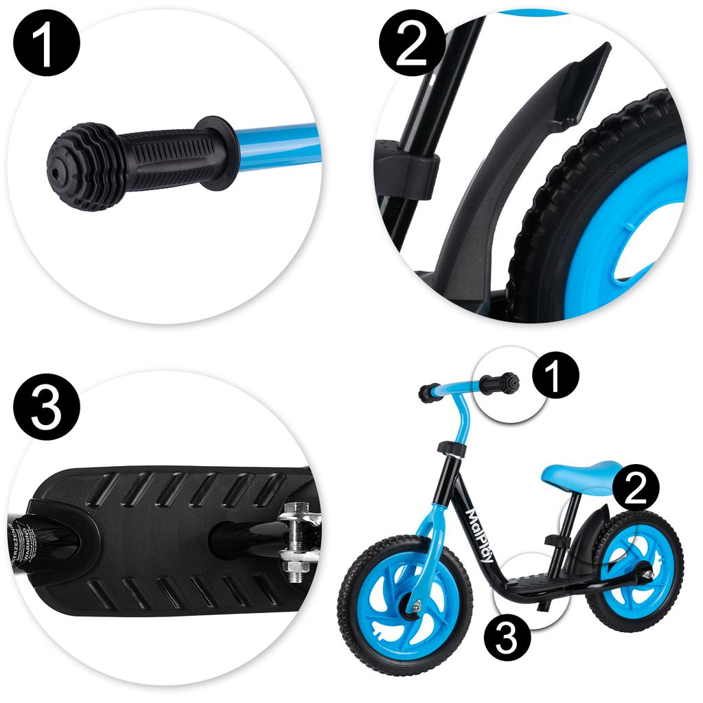 Malplay 12 Inch EVA Wheels Kids Balance Bike Black And Blue