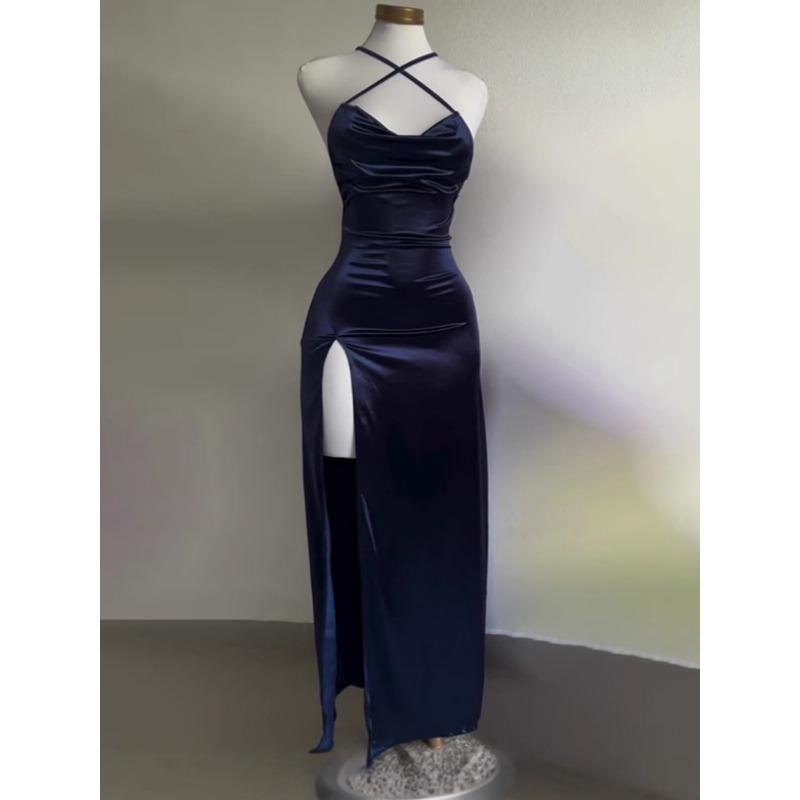 

Новая Мода Лето Сексуальный Сарафан Длинное Платье Y2K Без Спины Без Рукавов Элегантное Вечернее Облегающее С Высоким Разрезом Длинные Платья Женское Однотонное Женская Одежда XL