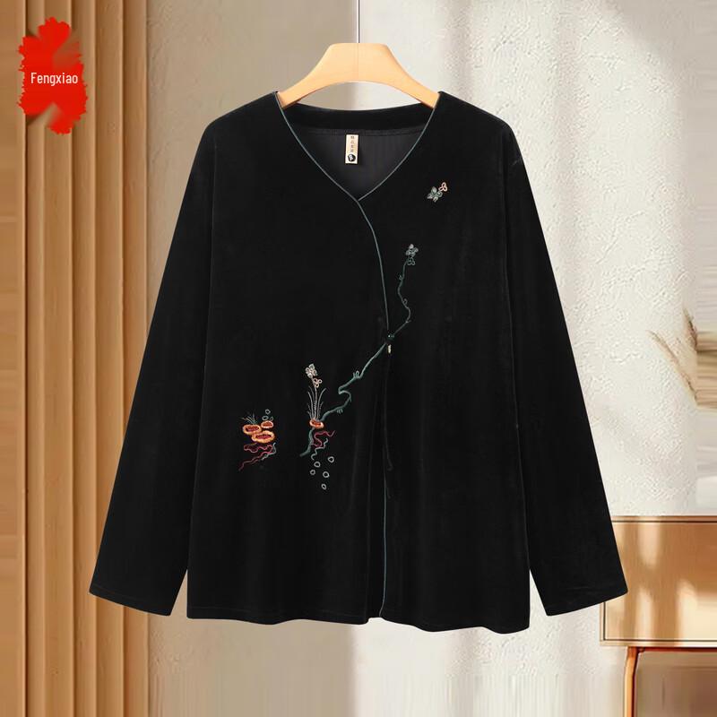 Women s Plus Size Chinese Style Gold Velvet Suit 5XL