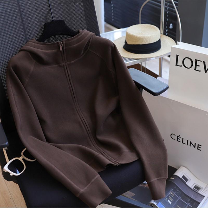 Petite Women's Hooded Zip-Up Sweatshirt: 2025 Sporty Spring Jacket