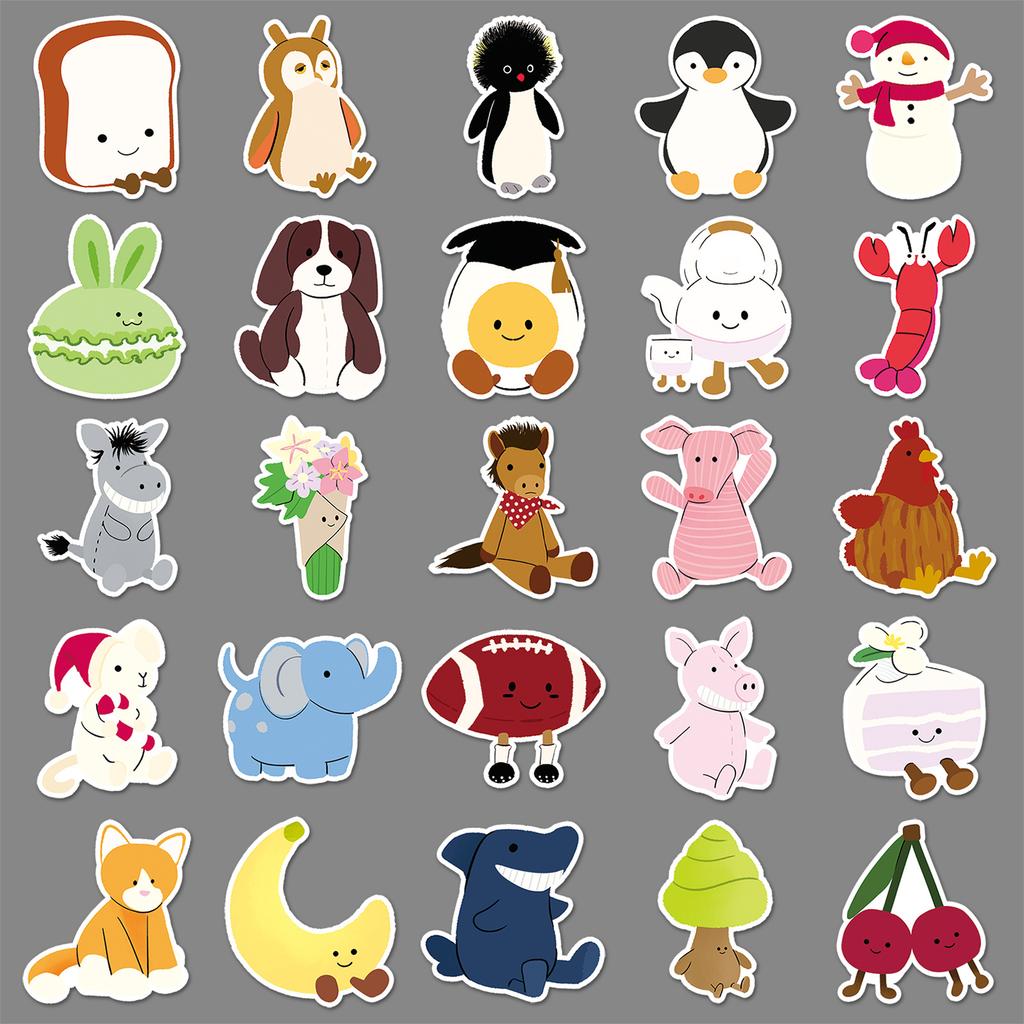 50 Hand-painted Graffiti Stickers Cartoon Cute Children's Gourmet Card Decorative Suitcase Stationery Stickers