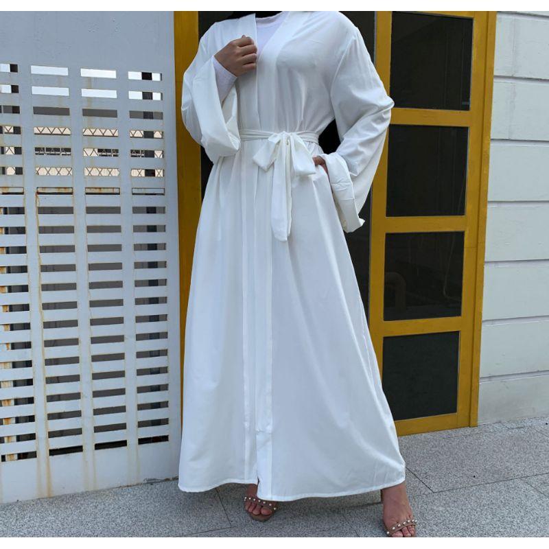 2020 New Lace-up plus Size Solid Color Cardigan Robe Dress