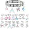 Y2K Dreamy Fishtail Butterfly Pink Heart Bow Pendant Italian Charm Link Fit 9mm Stainless Steel Bracelet Jewelry DIY Making Gift
