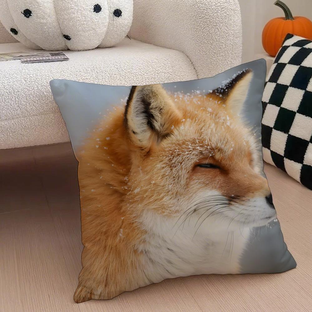 funny foxy photograph Cushion Cover Throw Pillow Cover Hidden Button Durable Polyester Chair Cushion