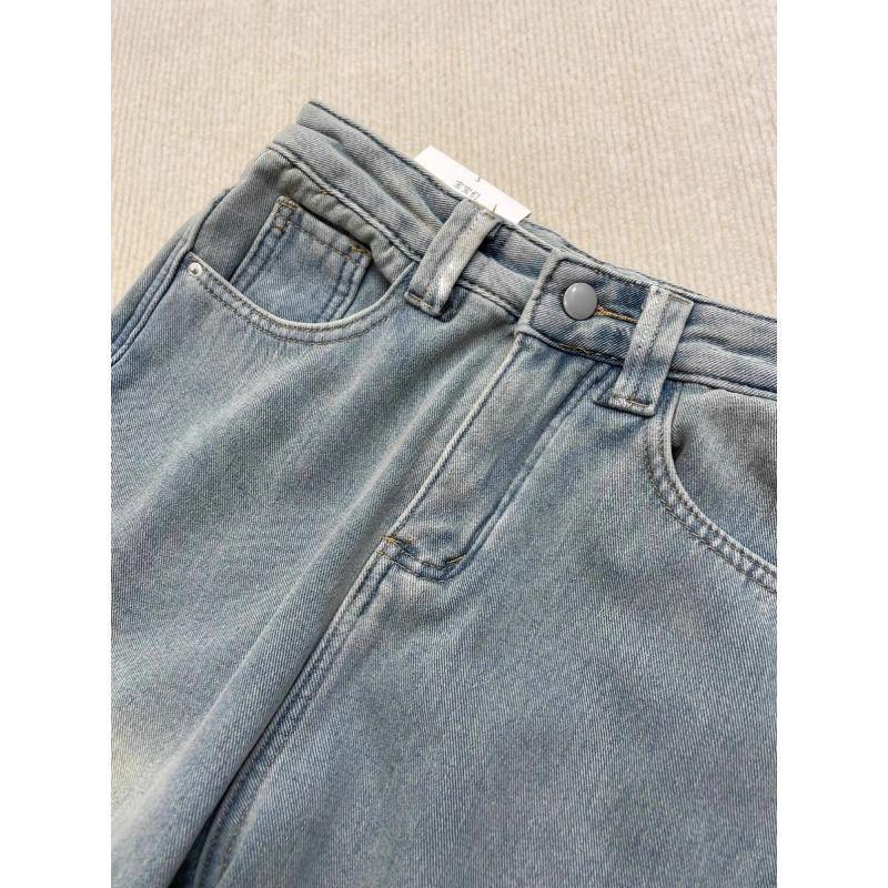 Ladies' Light Blue High Waist Plus Velvet Jeans - Warm, Straight Leg, Loose, Slimming, Versatile, Narrow to Wide Fit