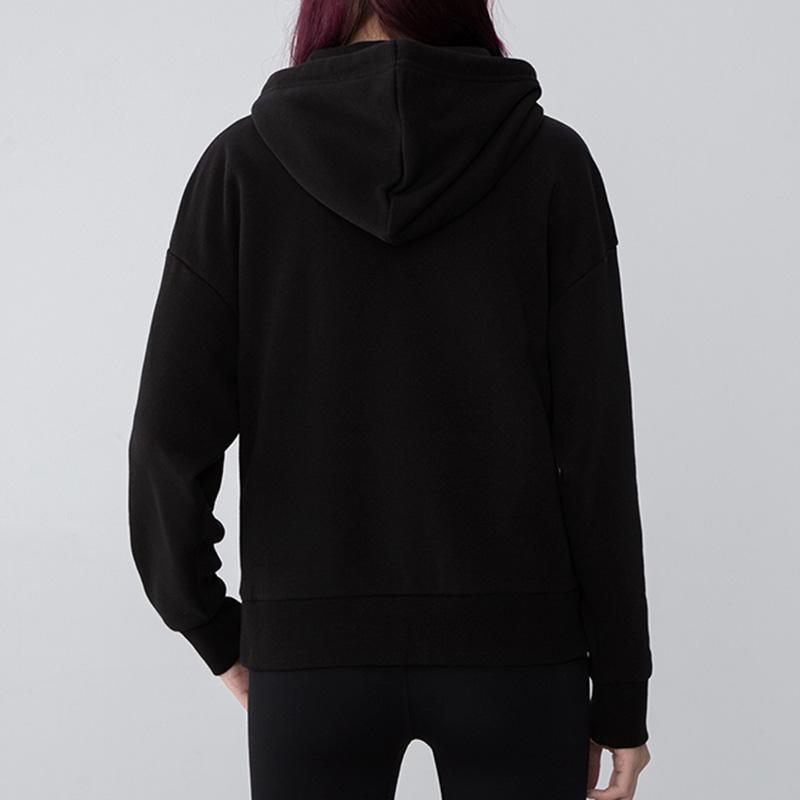 Puma Floral Graphic Hoodie With Logo Print Women Tops Black 533214-01