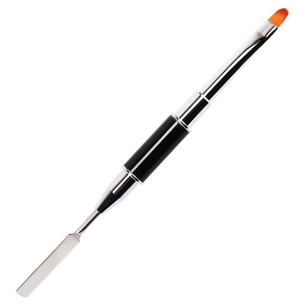 

Кисть и пушер 2 в 1 из нержавеющей стали для гелевых ногтей, инструмент для УФ-геля, акриловых ногтей, наращивания чёрный