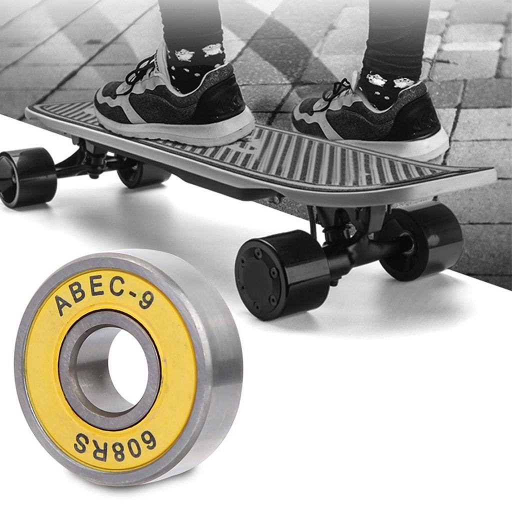 8 Pcs Skateboard Scooter 608 Ball Bearing Miniature Skate Roller Ball Bearings Kit(yellow 9)