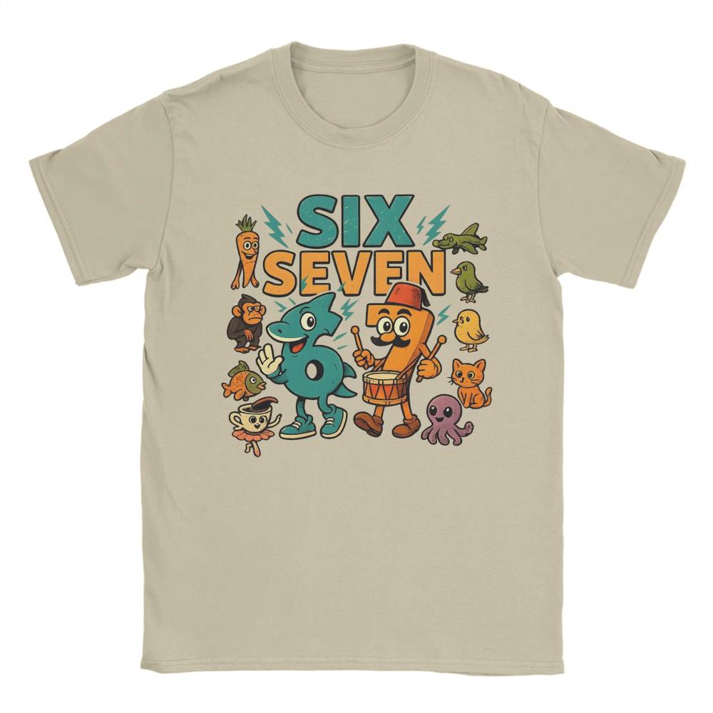67 Six Seven Italian Brainrot Kids Gaming Meme TShirts Mens Cotton Tee Shirt Round Neck Short Sleeve T Shirts Graphic Clothing