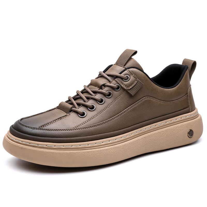 New Designer Solid Color Casual Leather Sneakers for Men Spring Autumn Outdoor Driving Shoes Male Fashion Korean Board Shoes Man