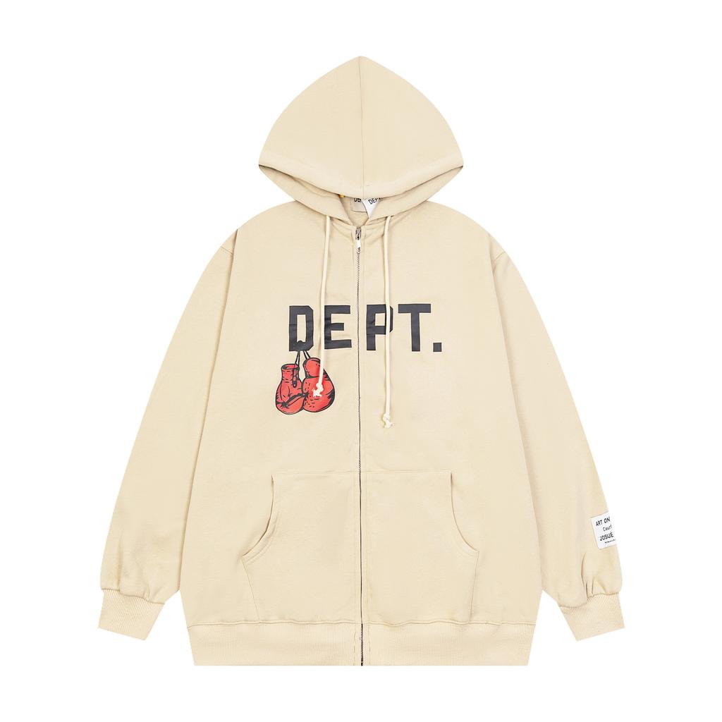 2024 New Trendy GALLERY DEPT High-Quality Pure Cotton Casual Loose Unisex Zipper Hoodie Sweatshirt
