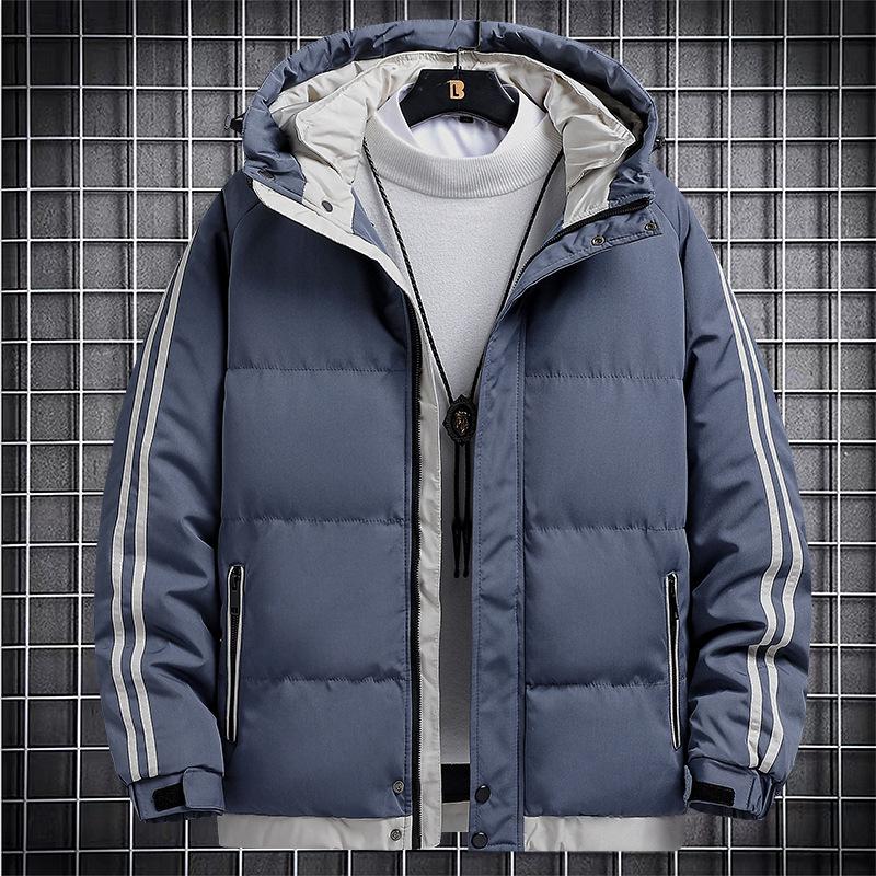 

High quality 2025 hooded padded jacket small oxford material men s winter thickened warm trendy padded jacket padded jacket 4XL синій
