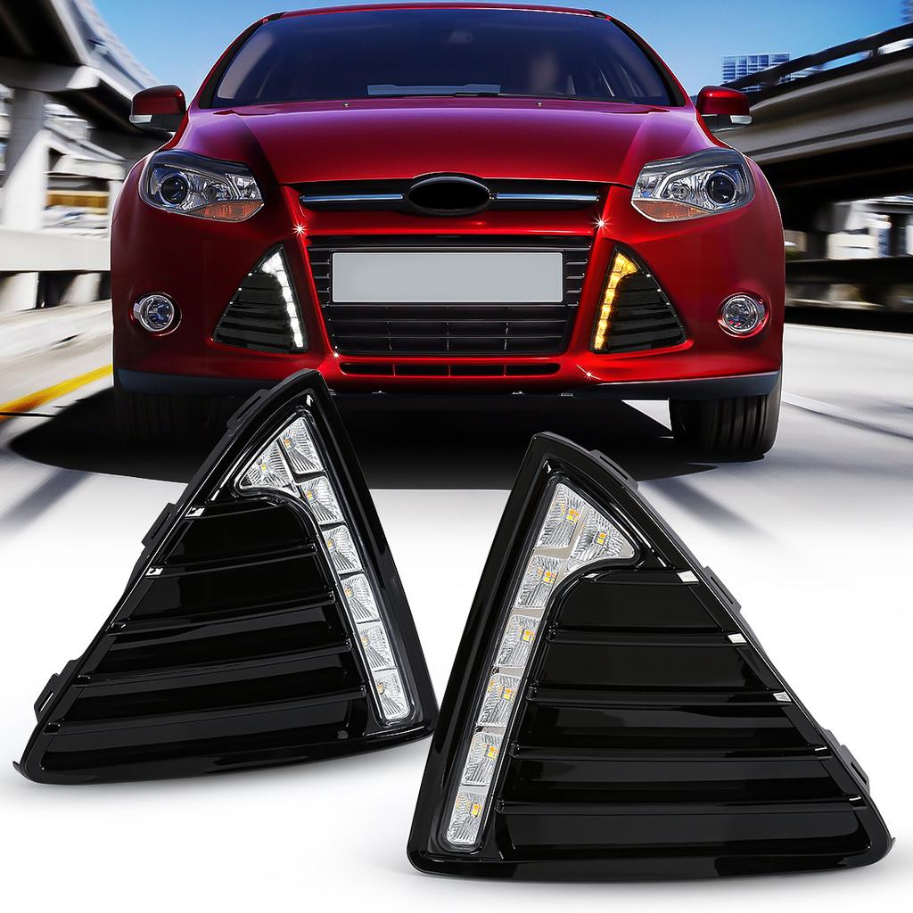 Für Ford Focus LED Tagfahrlicht Dynamischer Blinker Nebelscheinwerfer Auto Weiß Gelb Blau Auto Zubehör