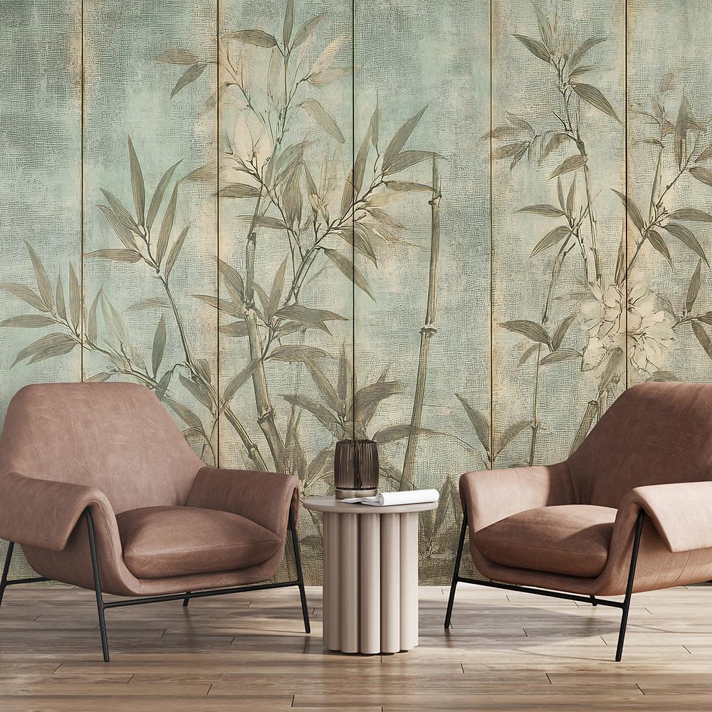 Fototapete Bambussprossen auf Pastell-Hintergrund