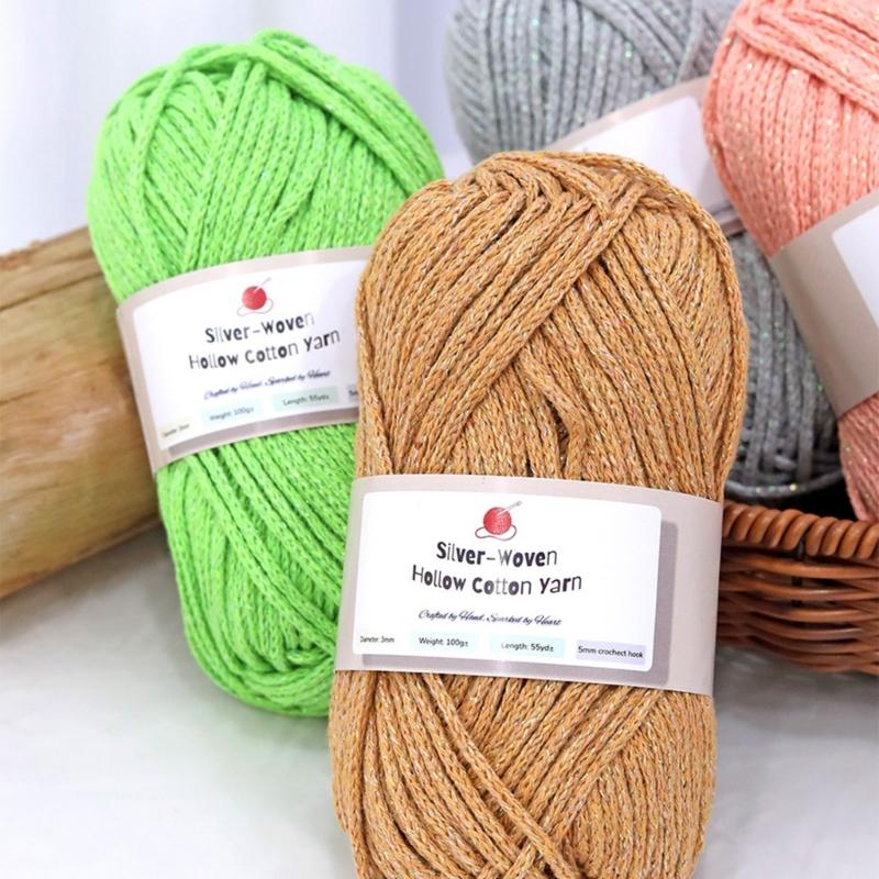 Hollow Craft Yarn for Crochet Hat and Handmade Bags, Flexible Knitting Yarn Roll for DIY Handbags and Weaving Project