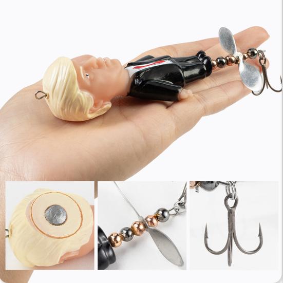 Señuelo de Pesca Giratorio con Anzuelo Triple Resistente al Desgarro Anti-Mordida Diseño Compacto Portátil Señuelo de Lentejuelas para Pesca de Superficie Señuelo Duro