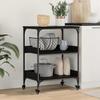 Kitchen Trolley Black Oak Effect 60 X 41 X 80.5 Cm
