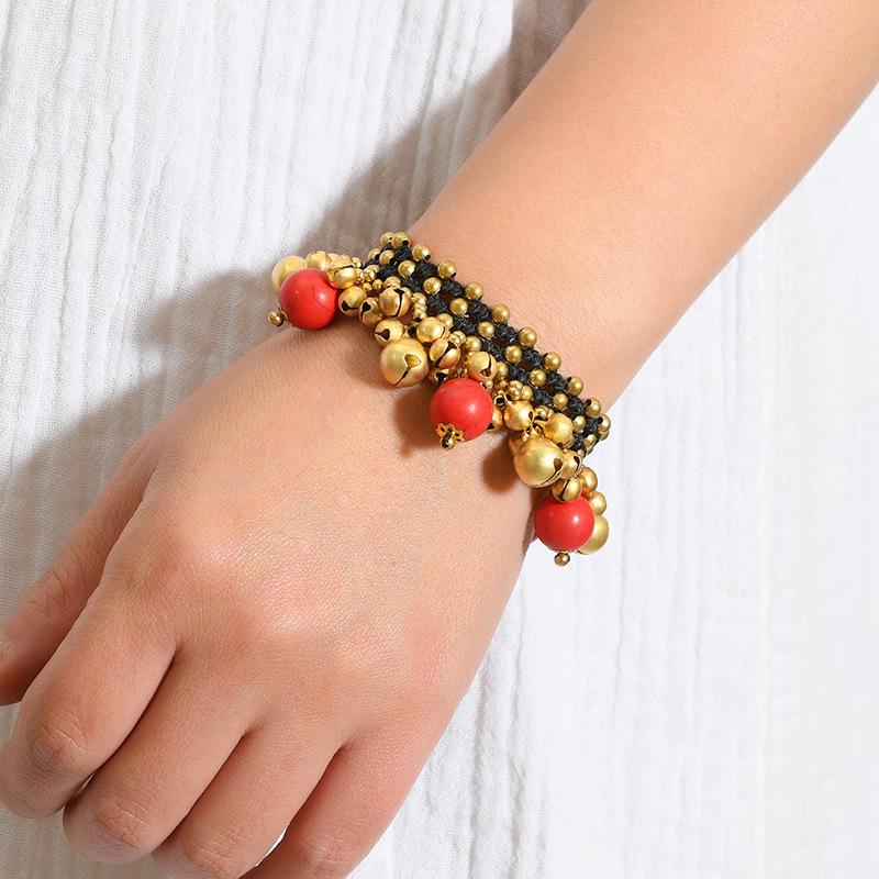 Bohemian Woven Bell Bracelet Niche Retro Personalized Vacation Wind Hand Rope Exotic Accessories Women