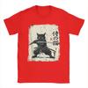 Vintage Anime Cat Japanese Art Funny Samurai Cat T Shirts Men's Cotton Vintage T-Shirt Round Neck Tees Short Sleeve Tops 5XL 6XL