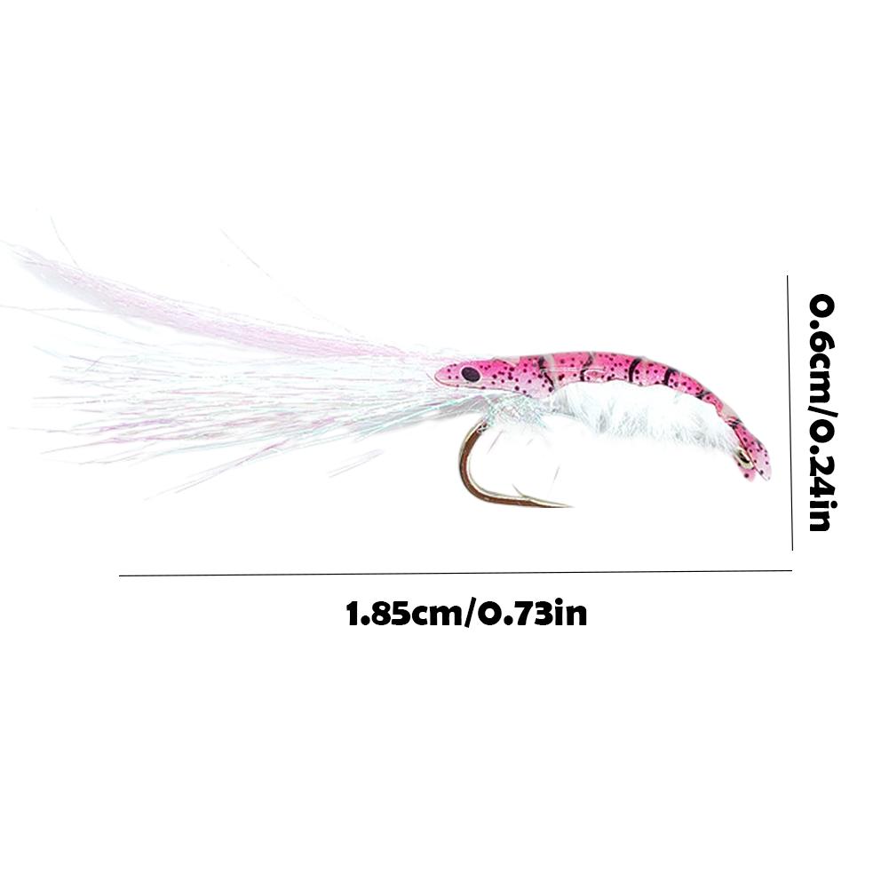 4pcs Iridescent Luminous Ice Silk Shrimp Lure Fly Fishing Flies Hook Freshwater Lure For Bass White Bass Angling Tackle