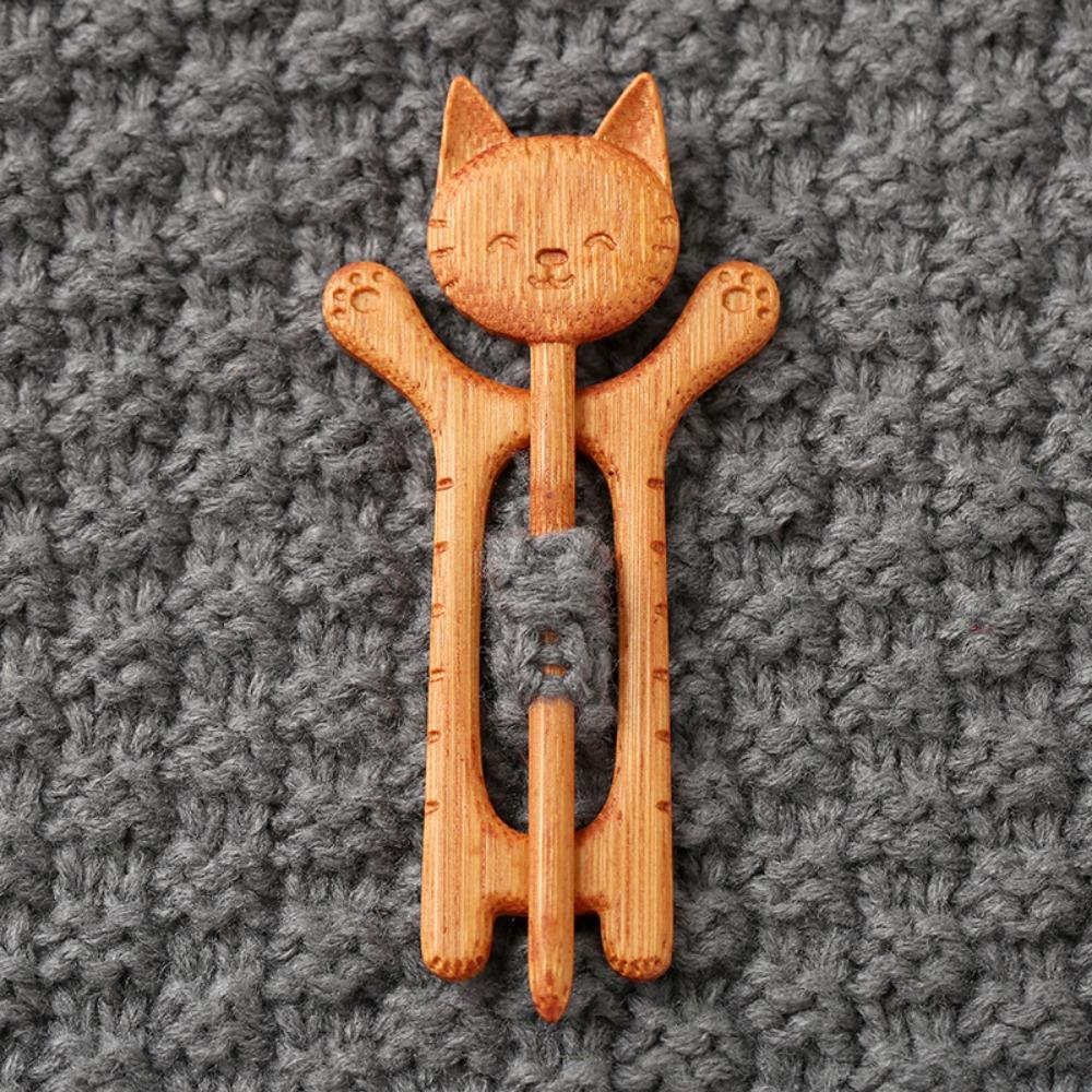 Umbrella Dancing Piggy Wooden Brooch Bunny Kitty Scarf Buckle Cute Animal Sweater Pin  Sweater