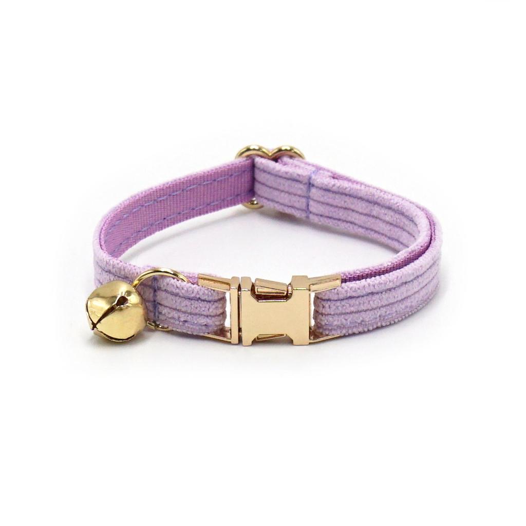 Chic Multi-color Corduroy Cat Collar with Engravable Zinc Alloy Buckle