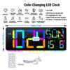 Multifunctional LED Digital Wall Clock 13inch with Remote Controls, Big Screen for Easy Viewing, Temperature and Date