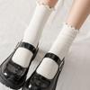 3 Pairs Women's Socks Mid-tube Spring and Autumn White Atmosphere Wavy Edge Socks Black and White