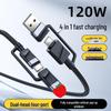 Cross-border 4-in-1 Data Cable: Dual Type-C, PD120W Fast Charging, Multi-head Connector