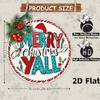 Large Round Merry Christmas Metal Wall Decor Indoor Outdoor Holiday Decoration Easy Hang