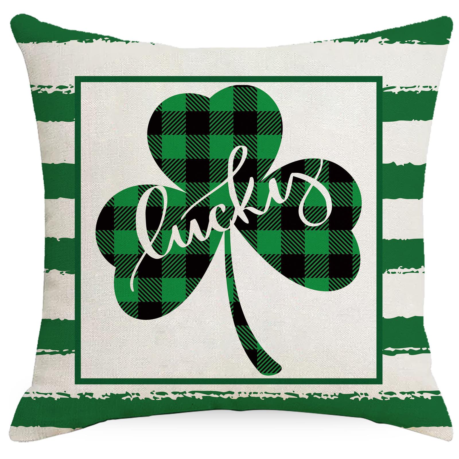 

улица. Наволочка на День святого Патрика Льняная с принтом Домашняя наволочка Гостиная Диван Спальня Чехол для подушки 45 * 45Cm