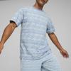 Puma X Palm Tree Crew Collaboration Striped Tee All Over Print Casual Round Neck Short Sleeve T-Shirt Men Tops Sky-Blue 625073-20
