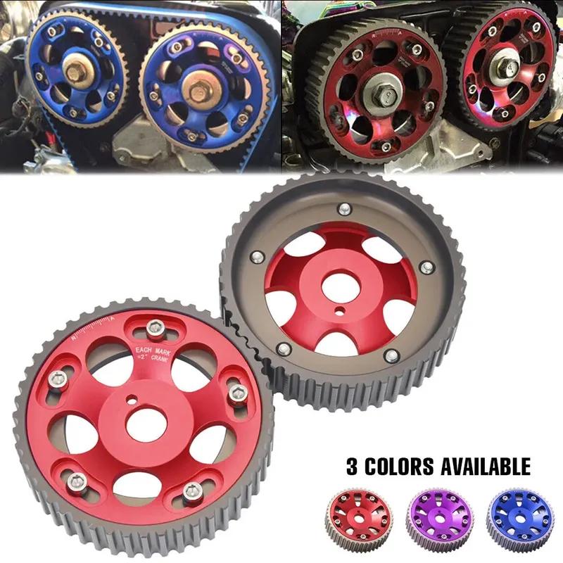 2pcs Cam Gears Timing Gear Pulley Kit Aluminum Adjustable Engine Pulley Sprocket Timing Cam Gear For Toyota Supra 1JZ 2JZ DOHC