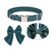 Dog Collar Can Be Engraved Solid Color Bow Adjustable Puppy Collar Pet