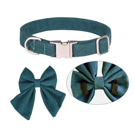 Dog Collar Can Be Engraved Solid Color Bow Adjustable Puppy Collar Pet