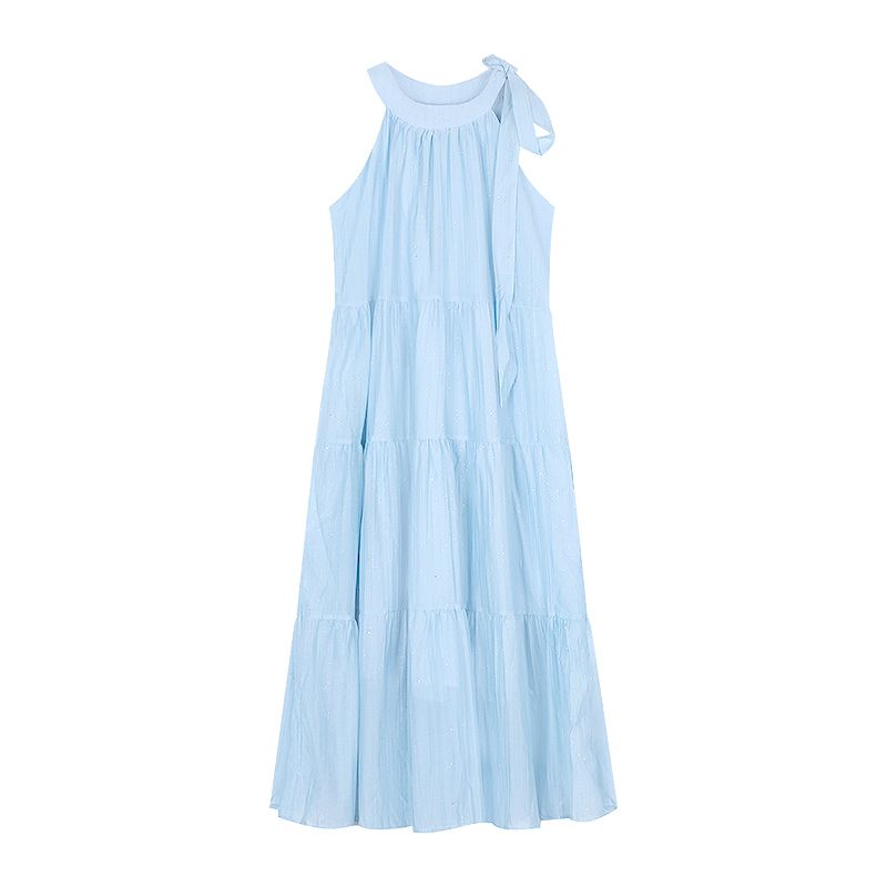 

Kumikumi Summer Niche Style Tank Dress Bows Blue L