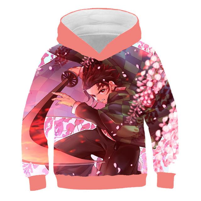 2025 Dětské 3D Mikiny Demon Slayer Módní Podzimní Chlapecká Mikina s Kapucí Manga Kimetsu No Yaiba Chlapci Dívky Svetry 4-14 Let Oblečení