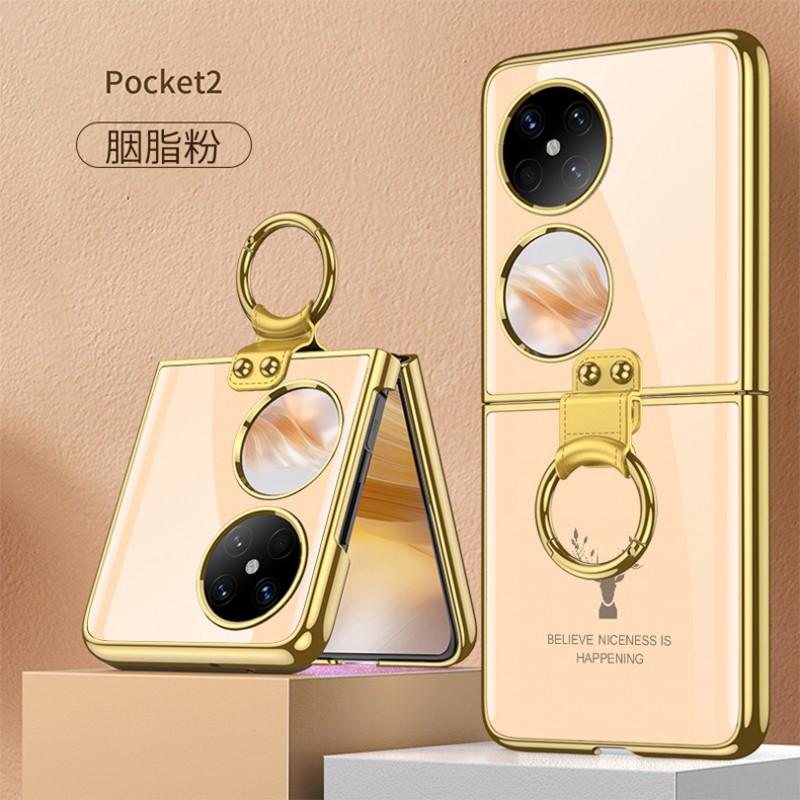 Pocket 2 Phone Case With Ring Stand Hard PC Cover Anti-Drop Glass-Like Finish Trendy Ins Style