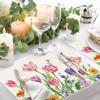 Of 4/6 Tulip Flower Placemats Featuring Watercolor Floral Designs  Perfect for Kitchen Dining And Home Party Decoration  Measuri